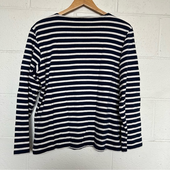Saint James  Navy and White Stripe Long Sleeve Top-Size US 34 - Picture 2 of 7